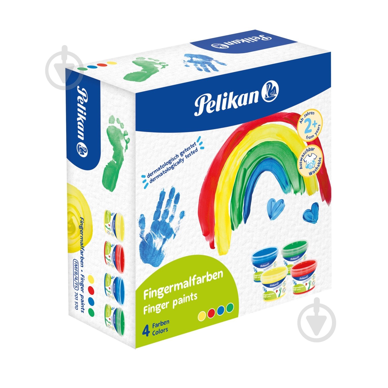 Краски пальчиковые Basic 4х100 г базовые цвета Pelikan - фото 1