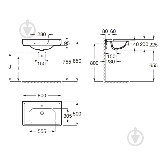 Умивальник ROCA Carmen A3270A0000 - фото 2 Умивальник ROCA Carmen A3270A0000 - фото 2