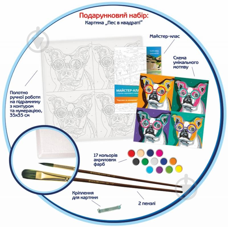 Картина по номерам Пес в квадрате Rosa Start - фото 3