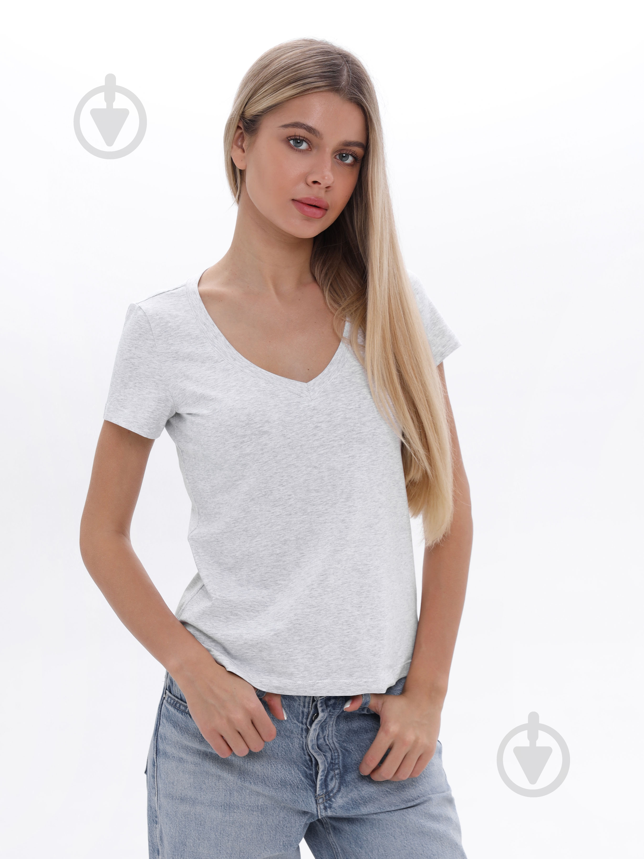 Футболка German Volf с V-вырезом р. S серый меланж (25001) - фото 1