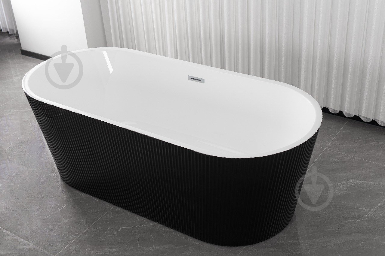 Ванна акрилова EGO WAVE окремостояча MS-03B чорний 170х75 см - фото 2