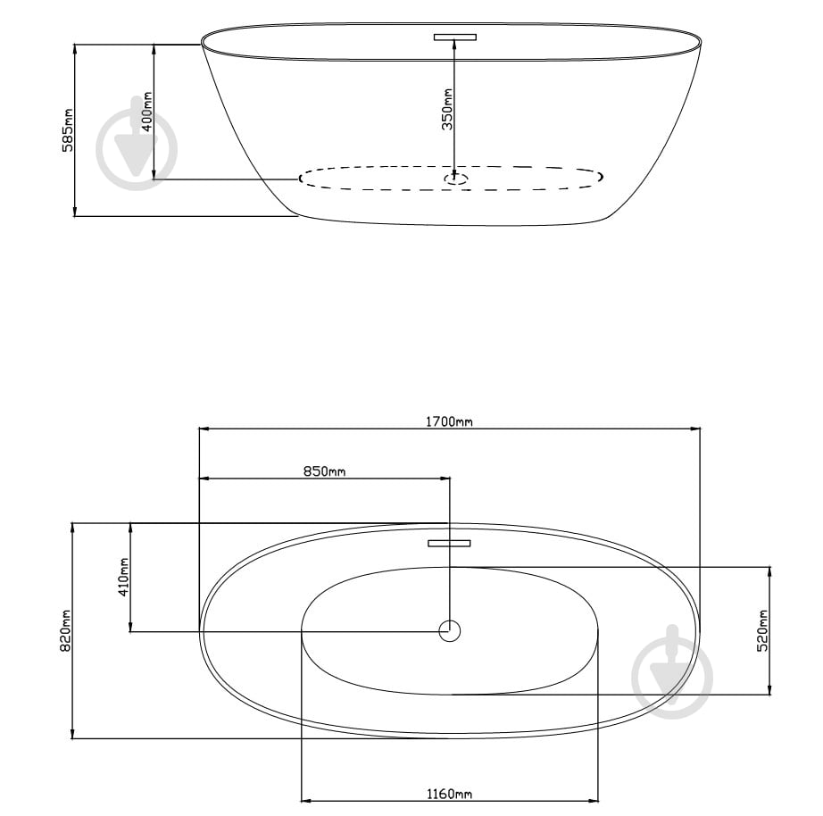 Ванна акриловая EGO ART 170х82 см отдельностоящая MS-14 - фото 6 Ванна акриловая EGO ART 170х82 см отдельностоящая MS-14 - фото 6