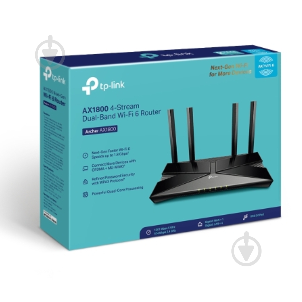 Маршрутизатор бездротовий TP-Link Archer AX1800 - фото 3 Маршрутизатор бездротовий TP-Link Archer AX1800 - фото 3