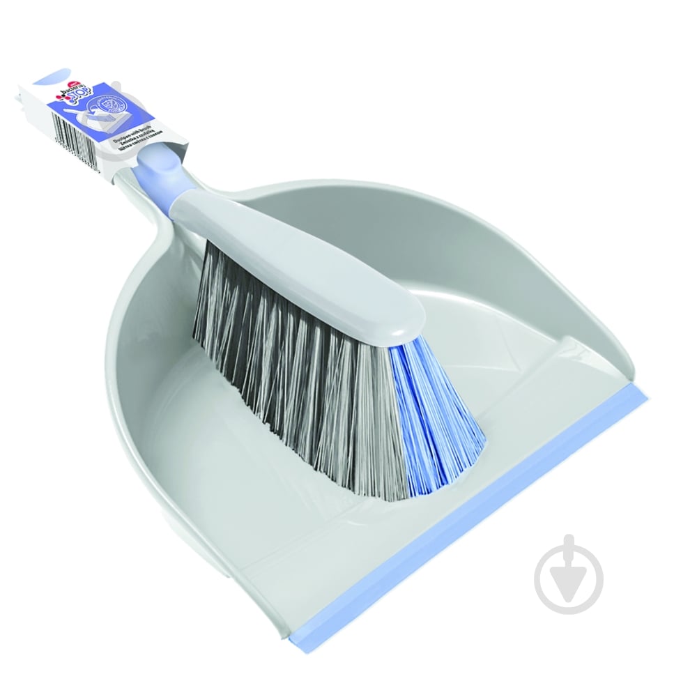Совок со щеткой BACTERIA STOP York 32 см голубой 062070 - фото 1
