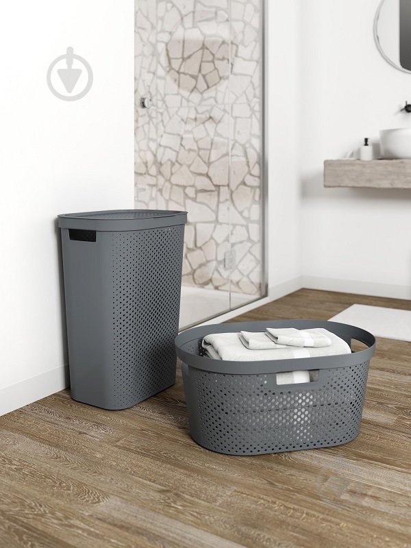 Кошик для білизни Curver Infinity 590x390x270 мм 40 л темно-сірий - фото 2