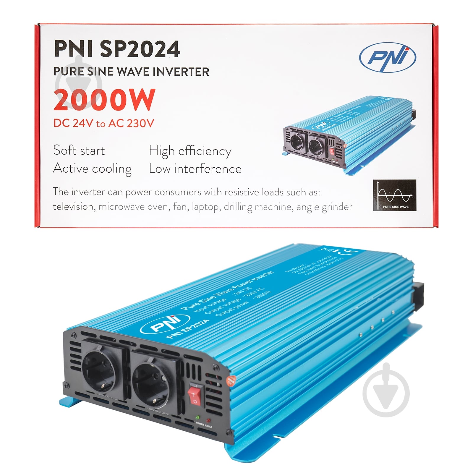 Инвертор напряжения PNI SP2024, 2000W, 24V/230V - фото 9