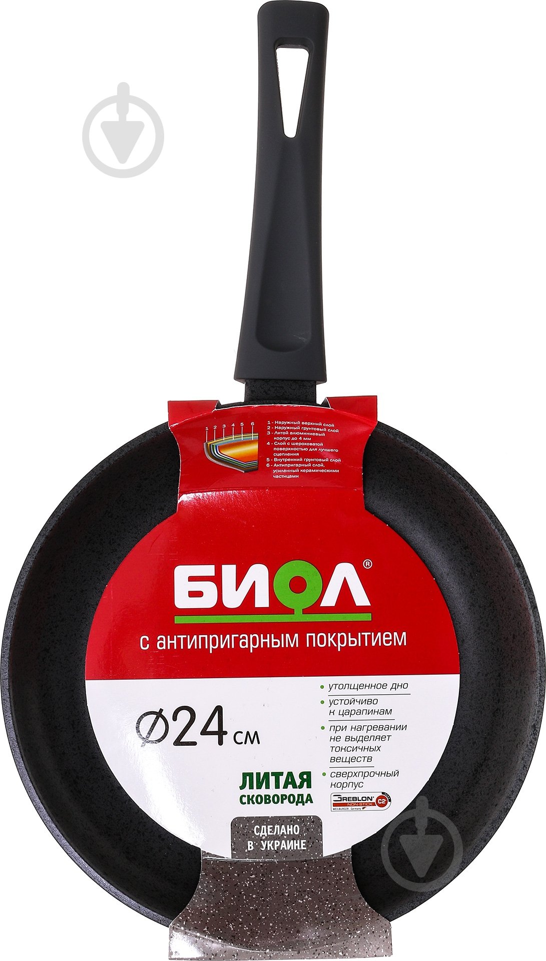 Сковорода Biol Оптіма декор 24 см 24047П - фото 4