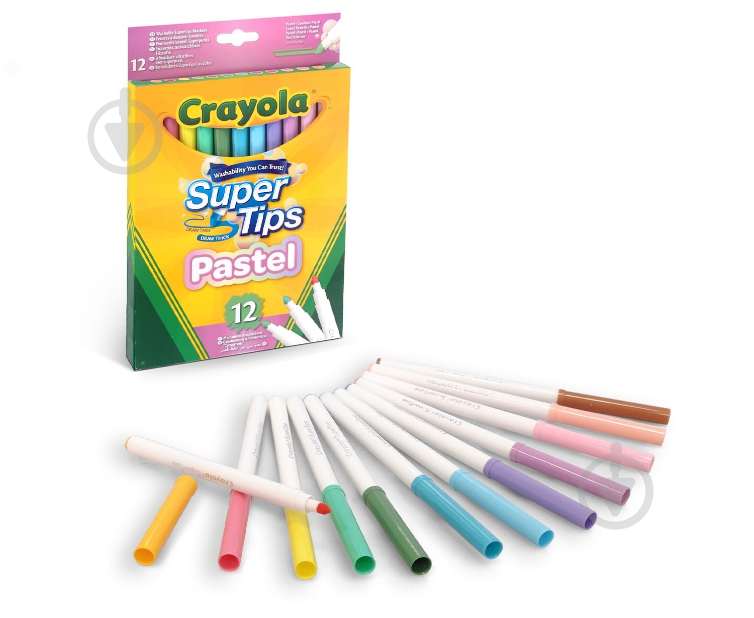 Набор фломастеров Supertips (washable) пастельные цвета 12 шт. (58-7515) Crayola - фото 1