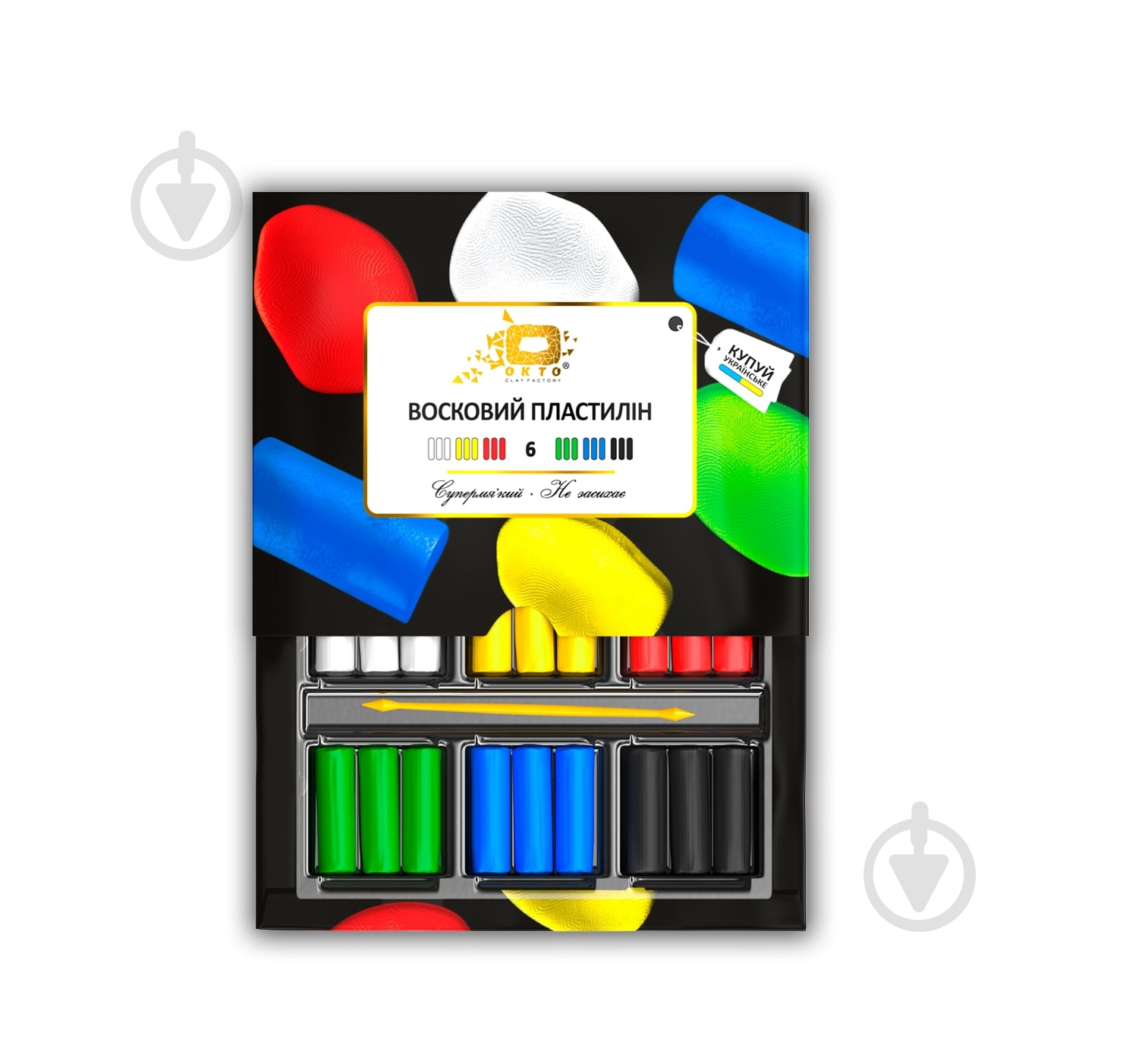 Пластилін восковий 6 кольорів 91008 OKTO - фото 1