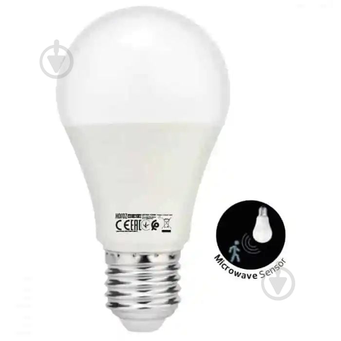 Лампа світлодіодна HOROZ ELECTRIC FORCE-10 (з датчиком руху) 10 Вт A60 E27 220 В 4200 К 001-067-0010-030 - фото 1