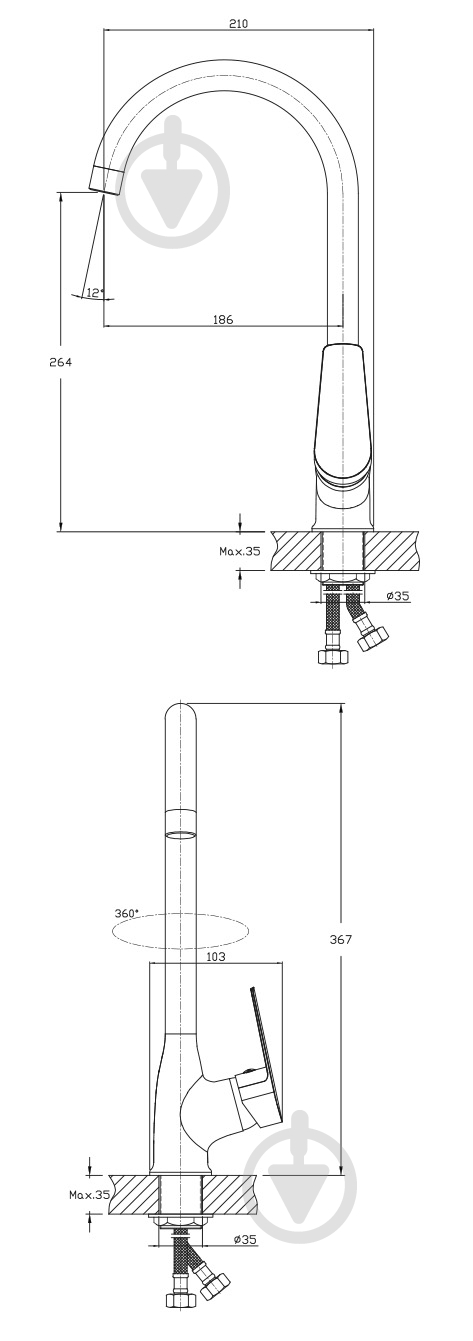 Змішувач для кухні Water House Round HB7435149C-M7172 - фото 3