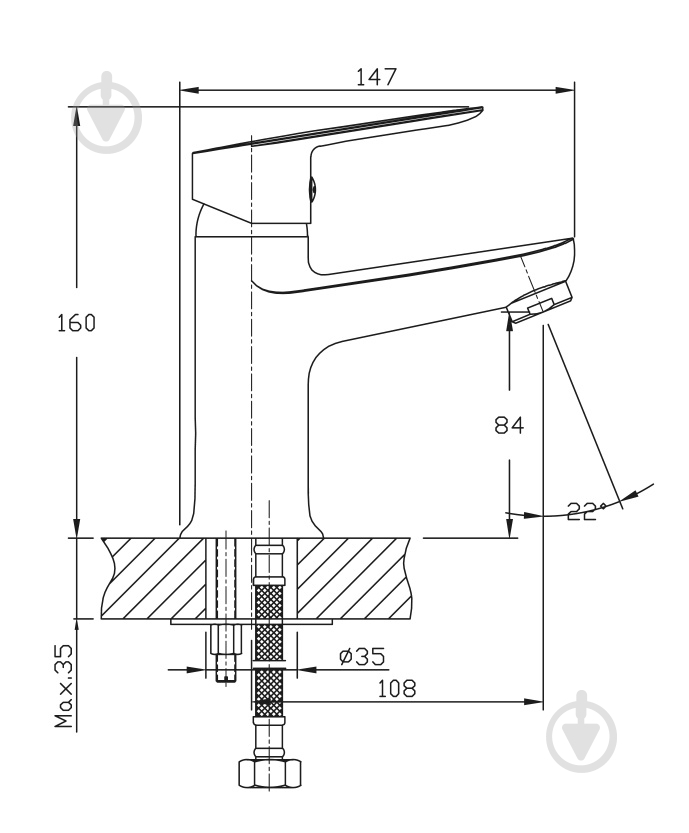 Змішувач для умивальника Water House Round HB149 - фото 3