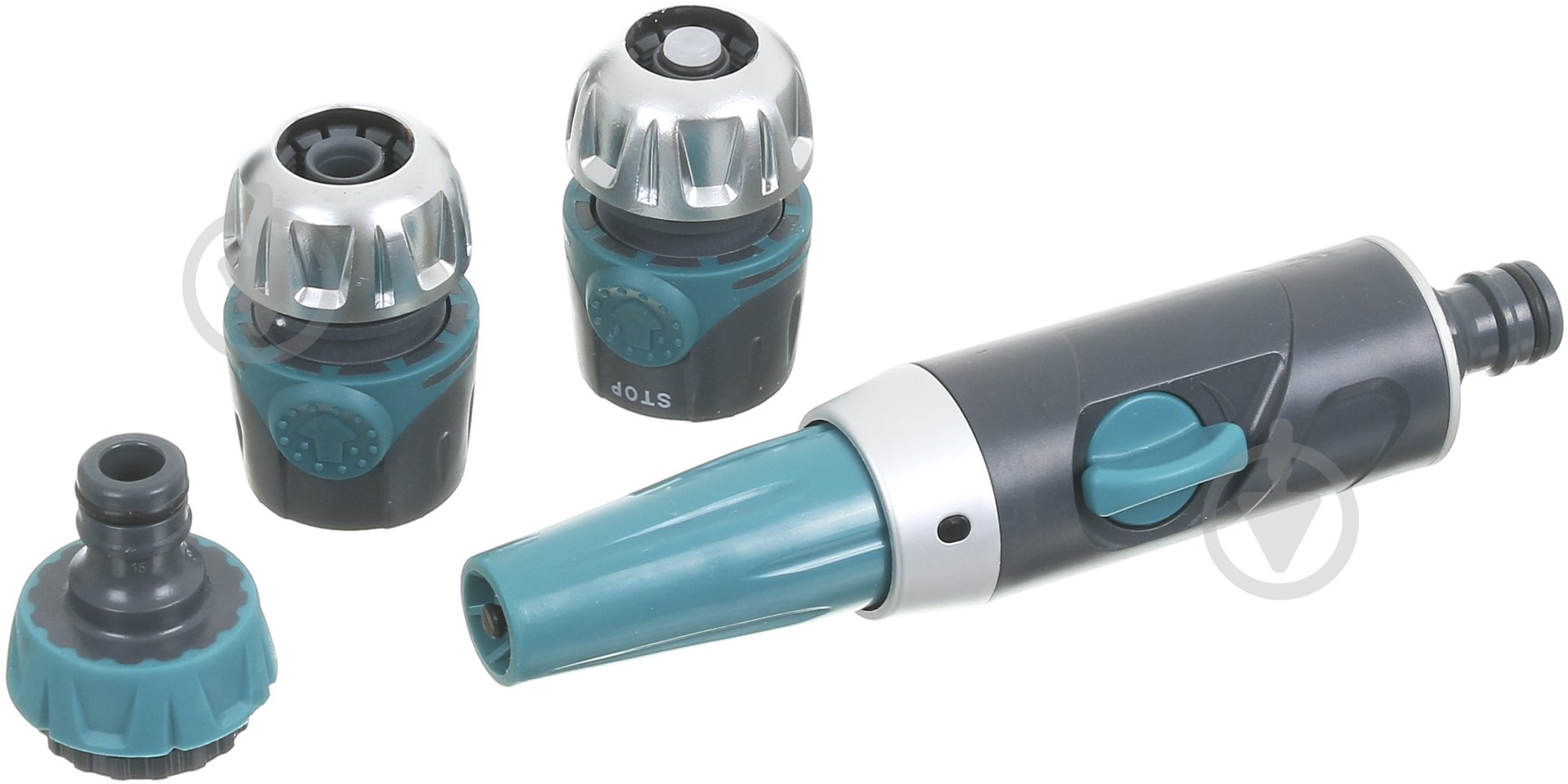 Набор для полива Klever 4 одиниці (підключення шлангу 1/2"-5/8", адаптер на кран 1/2" та 3/4") - фото 1