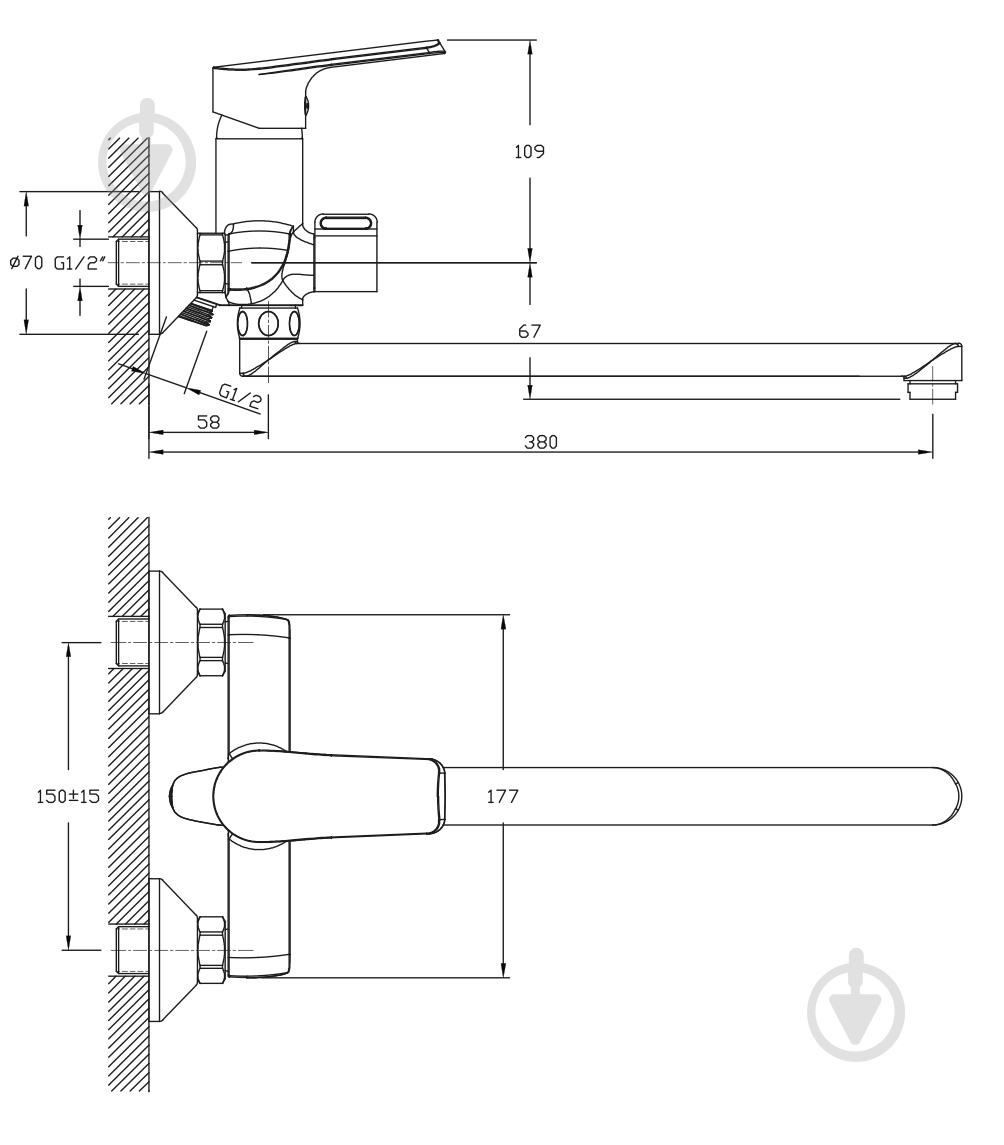 Смеситель для ванны Water House Slim HB2416169C-35F - фото 7