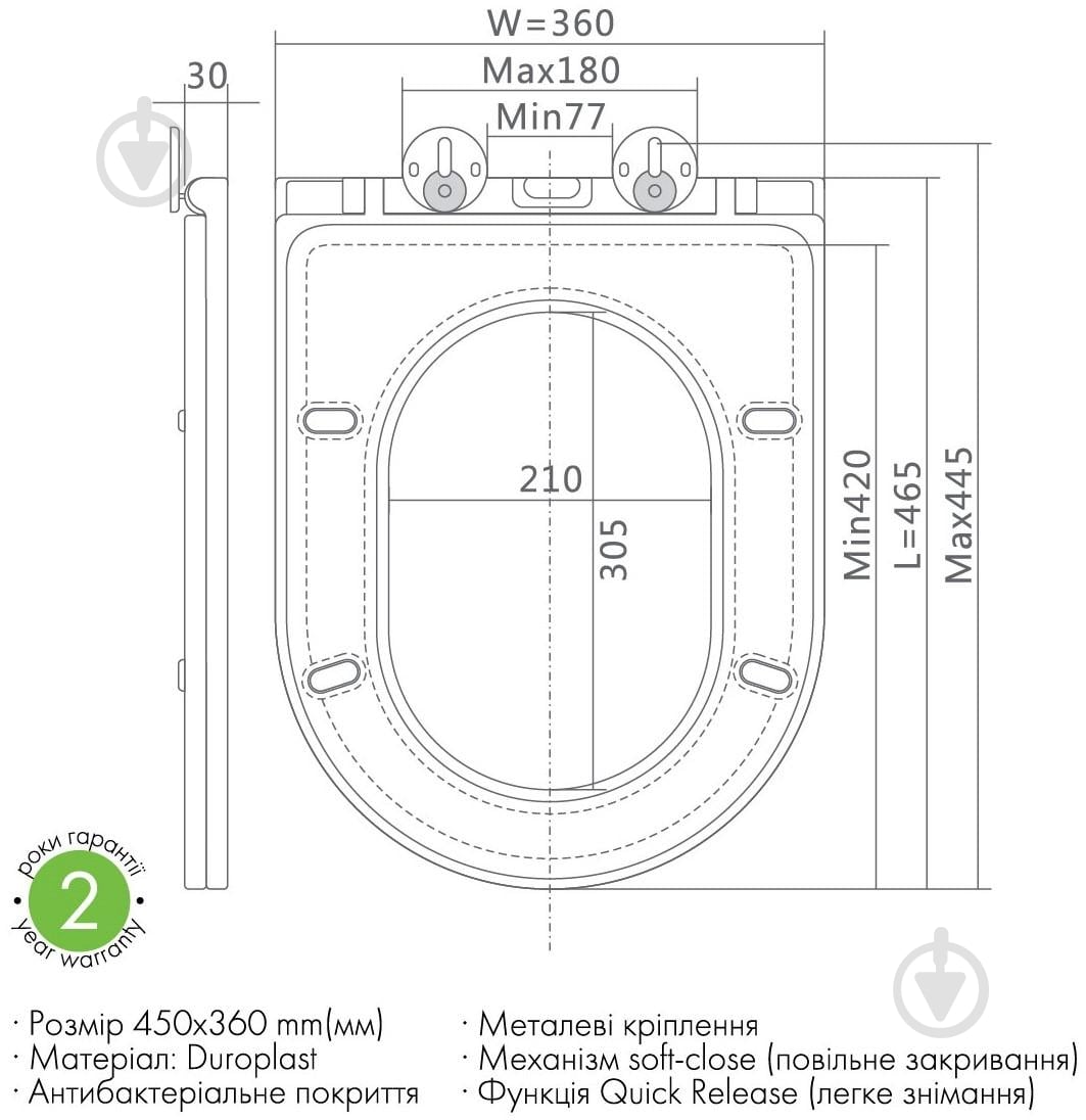 Сиденье для унитаза ScandiSPA soft-close 45x36 см - фото 2