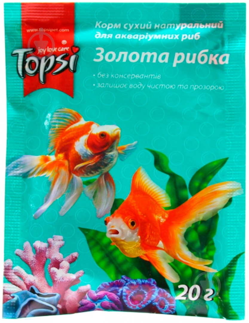 Корм Topsi Золотая рыбка 20 г (ряска, вольфия, зерновая смесь, рыбная мука) - фото 1