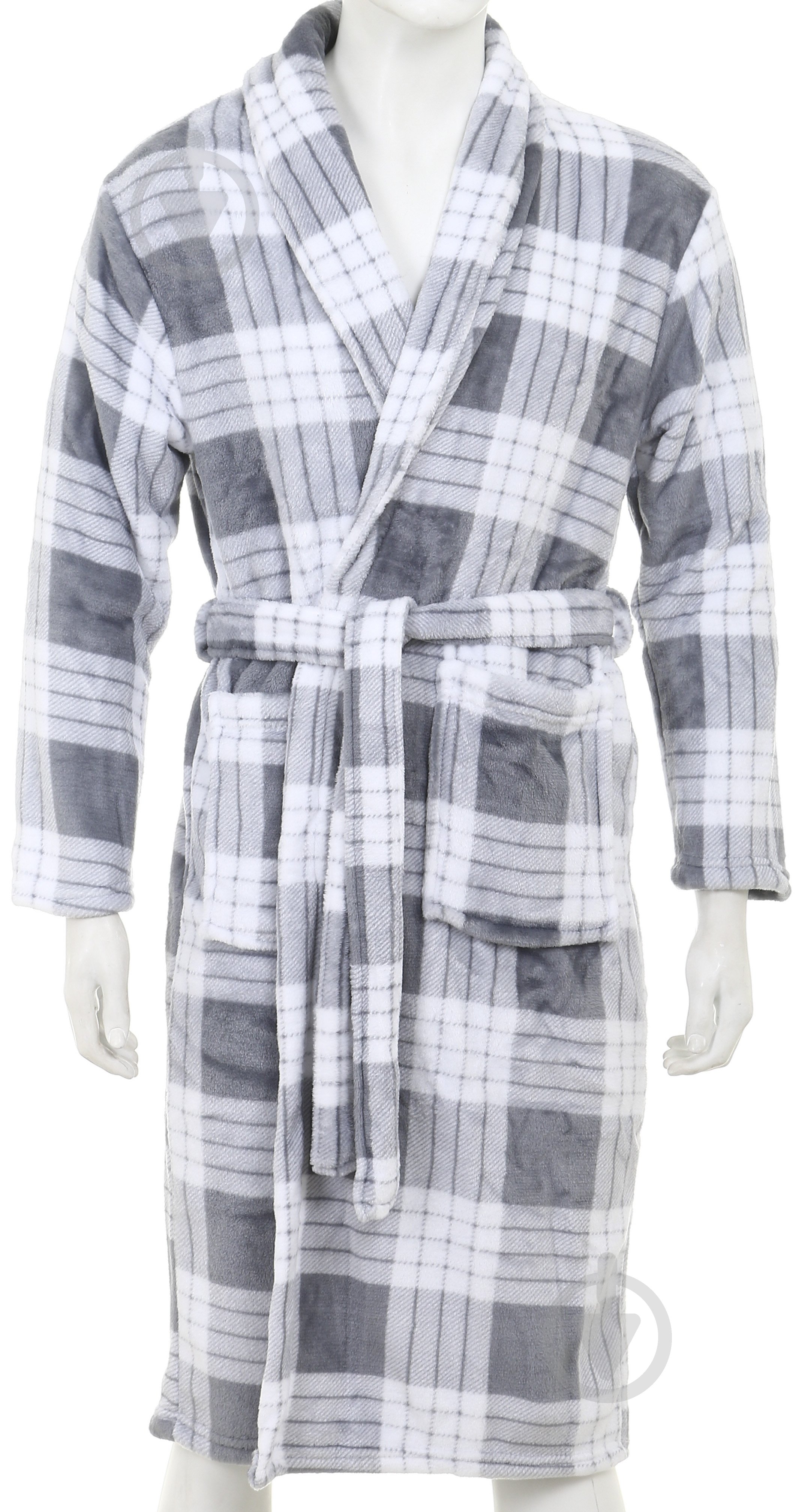 Халат мужской La Nuit Basic Клітинка р. XL светло-серый check/light grey - фото 1