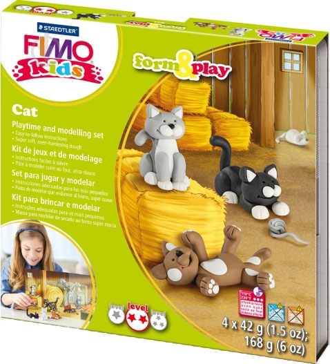 Набор пластики Fimo Котики 4 цвета 42 г - фото 1