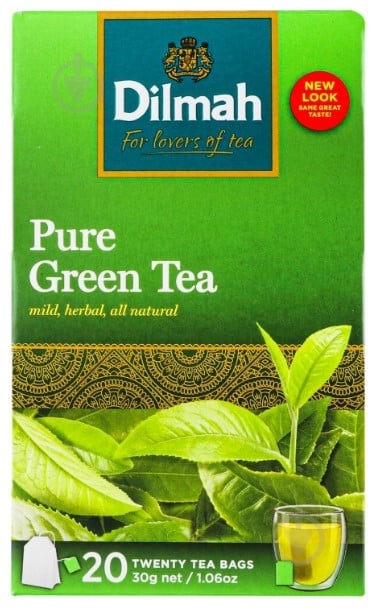 Чай зелений Dilmah байховий Pure Green 20 шт. 1,5 г (9312631132151) - фото 1 Чай зелений Dilmah байховий Pure Green 20 шт. 1,5 г (9312631132151) - фото 1