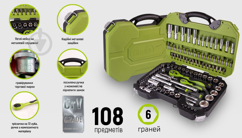 Набор ручного инструмента Alloid 108 шт. TS-108 (3) - фото 2