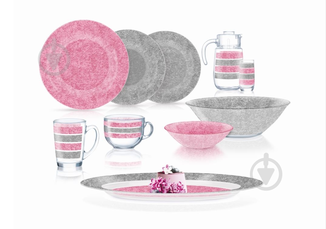 Сервиз столово-чайный Luminarc AMB STONY PINK&GREY 46 пр. - фото 1