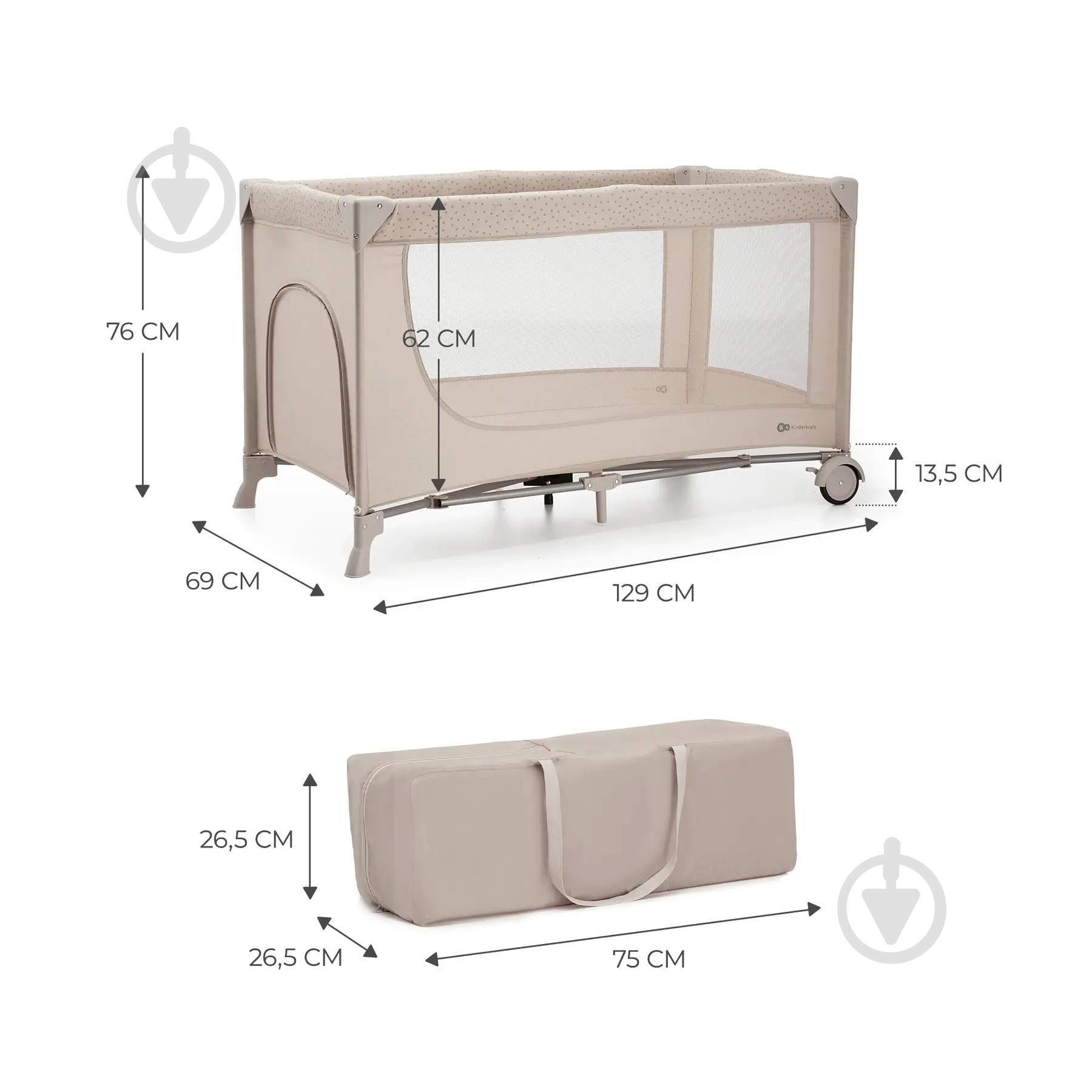 Манеж-ліжко Kinderkraft Joy 2 Beige KLJOY02BEG00000 - фото 3