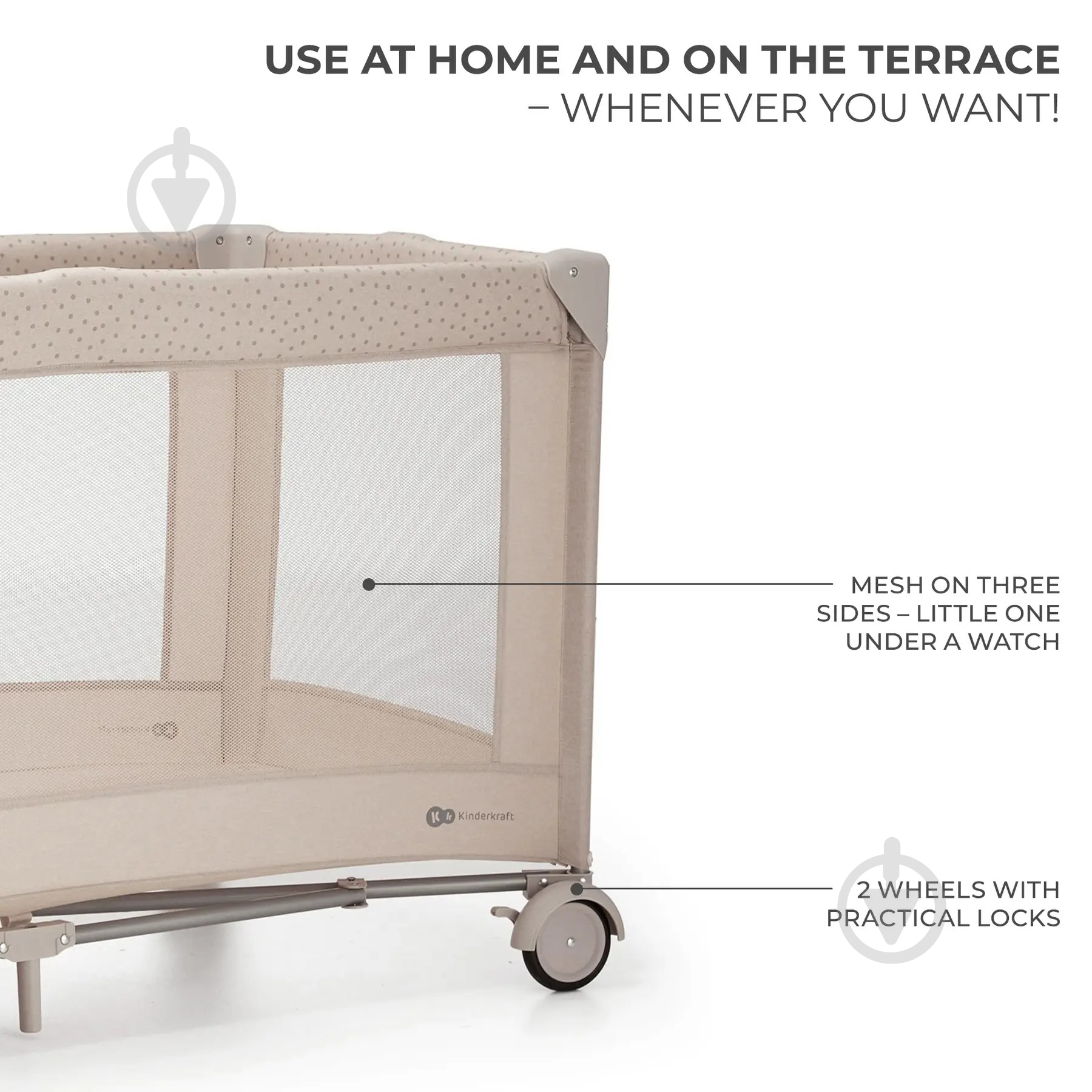 Манеж-ліжко Kinderkraft Joy 2 Beige KLJOY02BEG00000 - фото 6