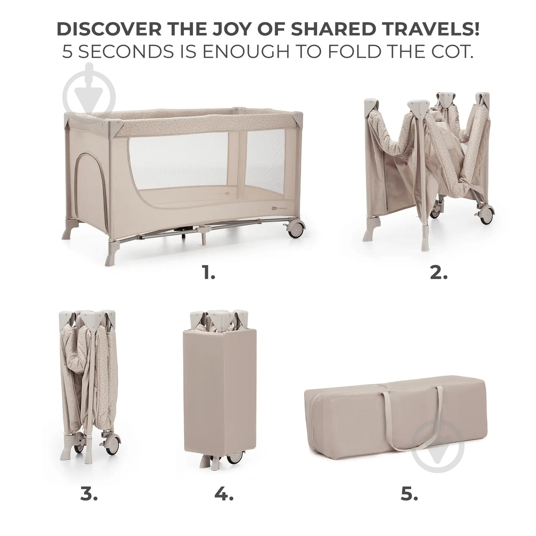 Манеж-ліжко Kinderkraft Joy 2 Beige KLJOY02BEG00000 - фото 4