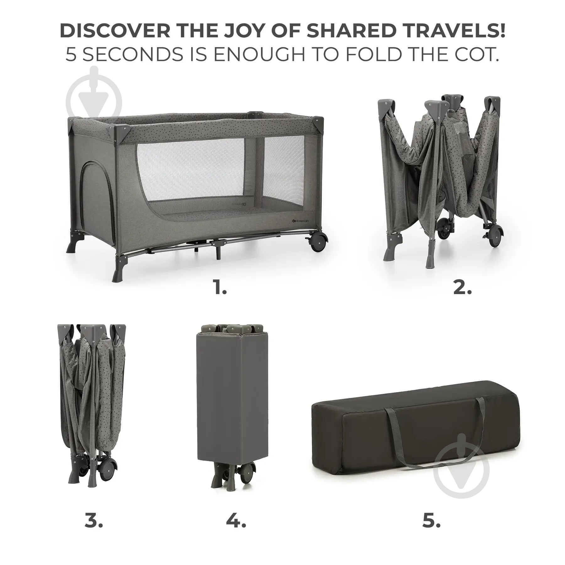 Манеж-кровать Kinderkraft Joy 2 Dark Grey KLJOY02DGR00000 - фото 3