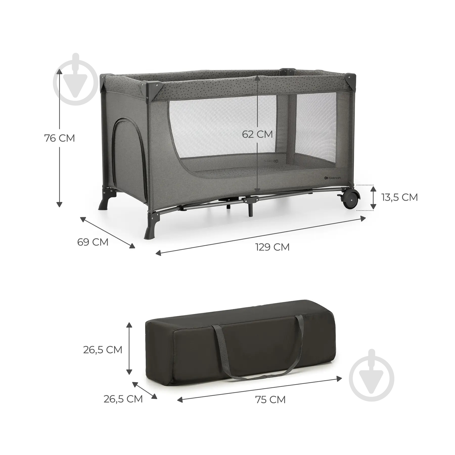 Манеж-кровать Kinderkraft Joy 2 Dark Grey KLJOY02DGR00000 - фото 7