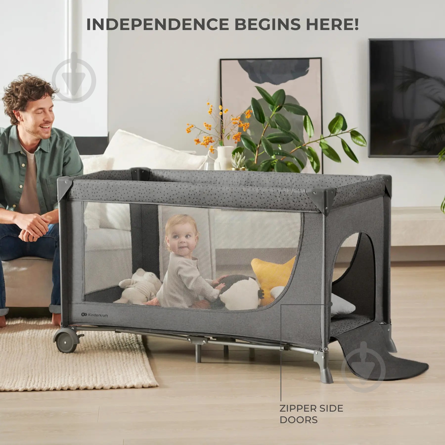 Манеж-кровать Kinderkraft Joy 2 Dark Grey KLJOY02DGR00000 - фото 4
