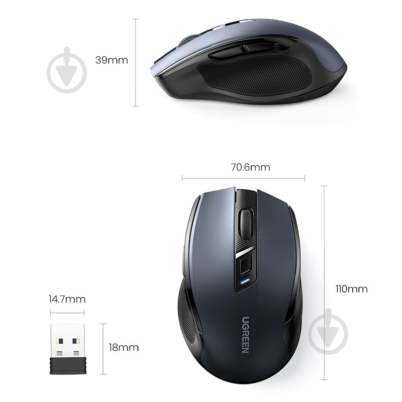 Мышь UGREEN black (15063) - фото 7