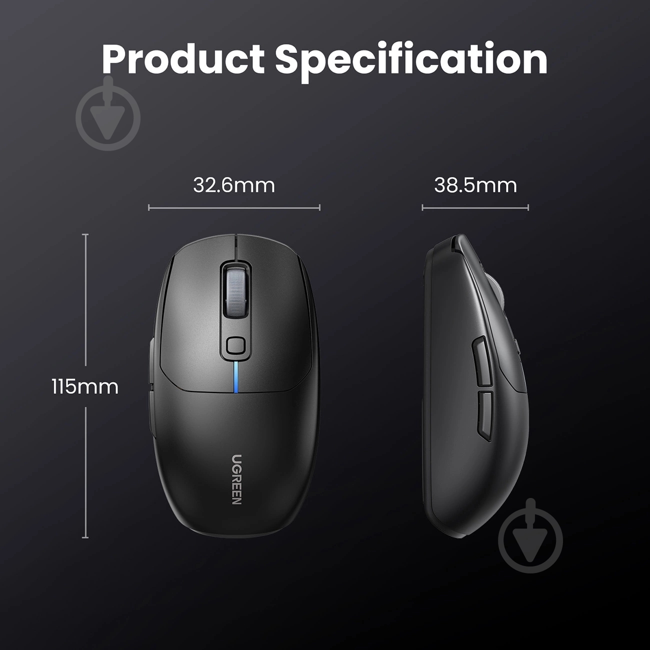 Мышь UGREEN black (90539) - фото 5