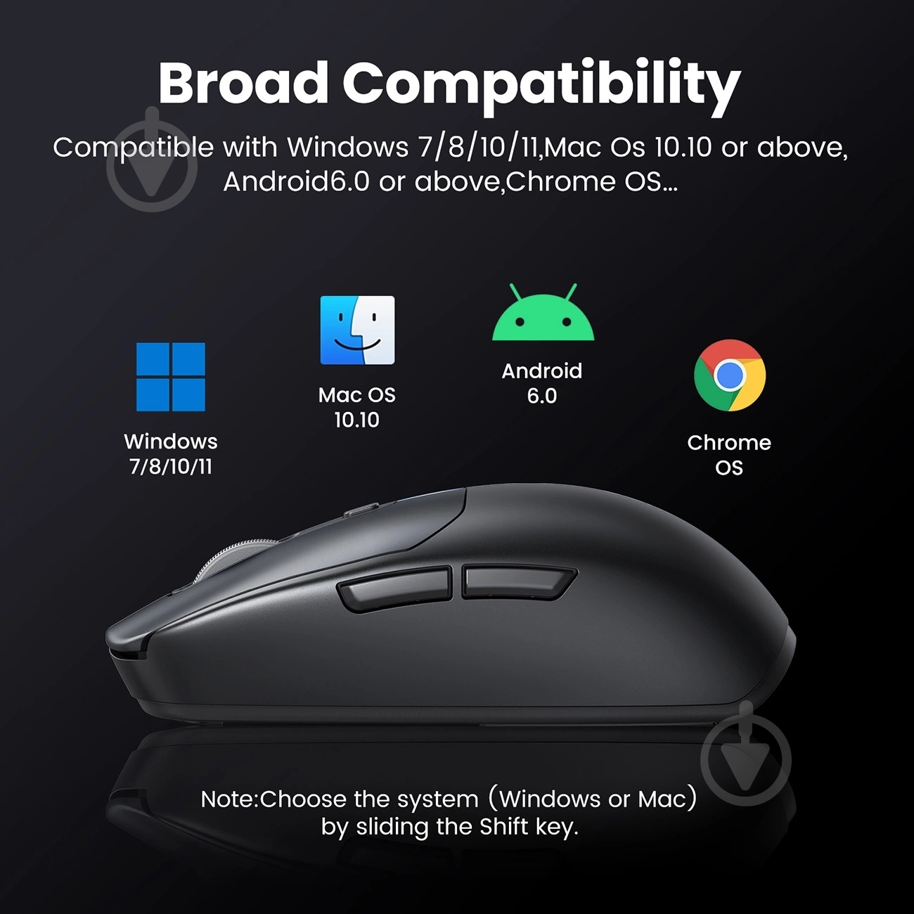 Мышь UGREEN black (90539) - фото 8