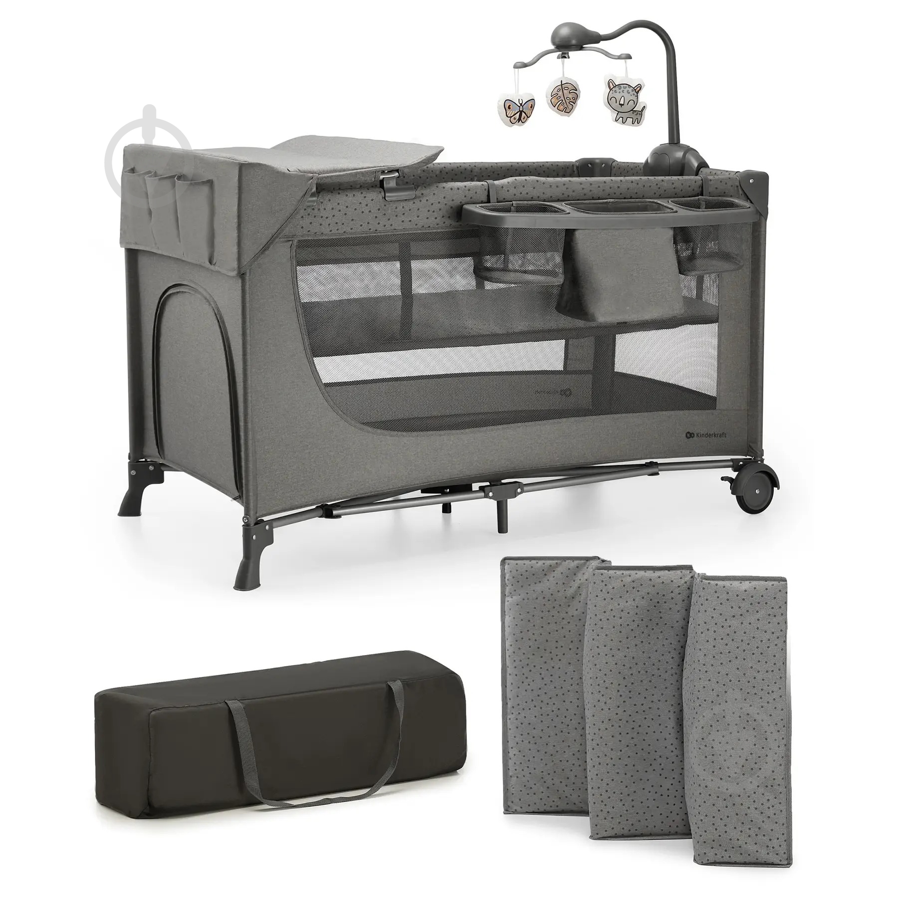 Манеж-кровать Kinderkraft Joy 2 Dark Grey KLJOY02DGR000AC - фото 1