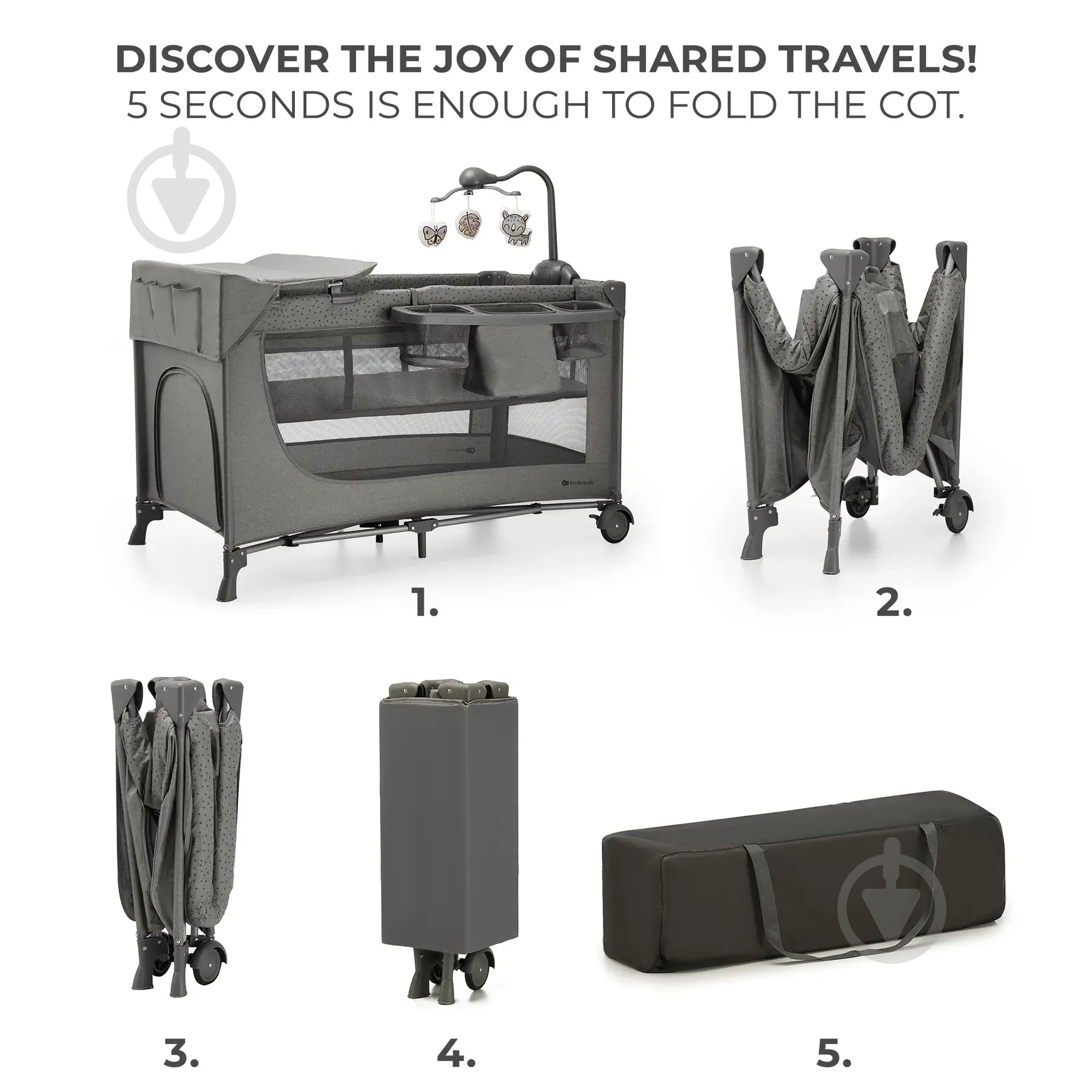 Манеж-кровать Kinderkraft Joy 2 Dark Grey KLJOY02DGR000AC - фото 3
