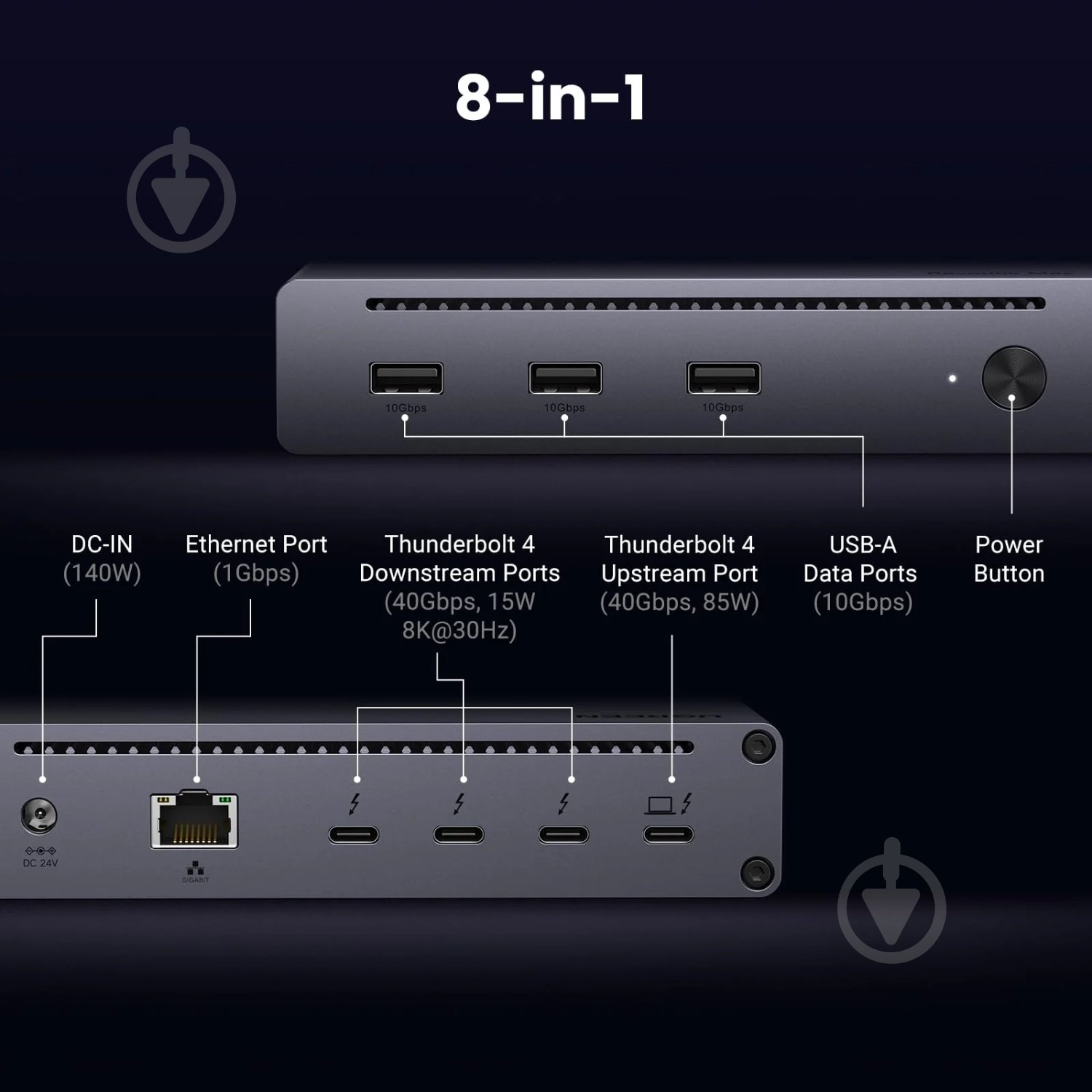 Док-станция UGREEN U708 dark grey (25053EU) - фото 2