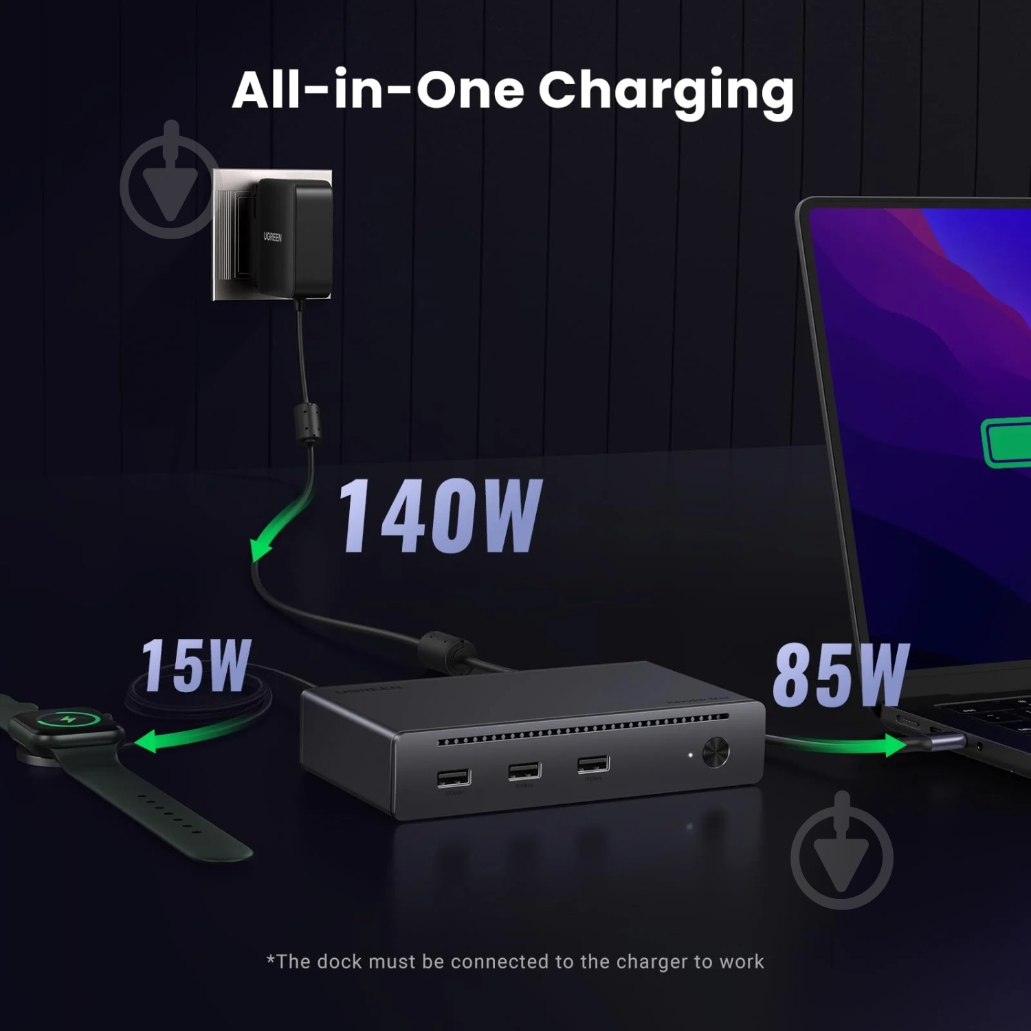 Док-станция UGREEN U708 dark grey (25053EU) - фото 4