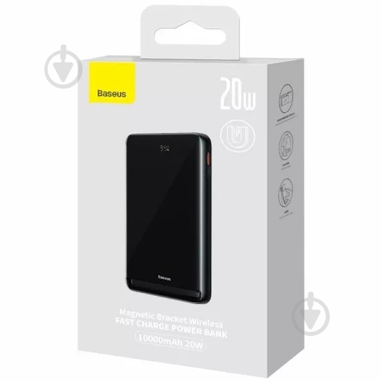 Повербанк BASEUS Magnetic Bracket Wireless 10000 mAh black (PPCX000003) - фото 7