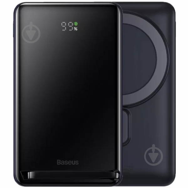 Повербанк BASEUS Magnetic Bracket Wireless 10000 mAh black (PPCX000003) - фото 9