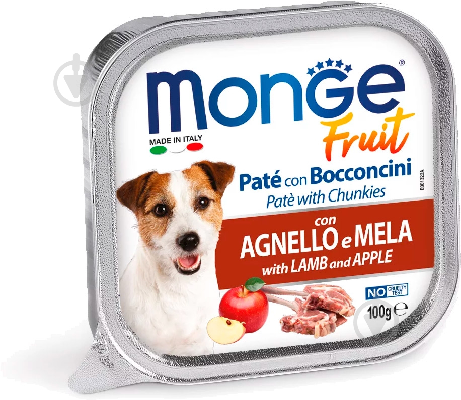 Корм вологий для усіх порід Monge FRUIT з ягням та яблуком (70013222) 100 г - фото 1