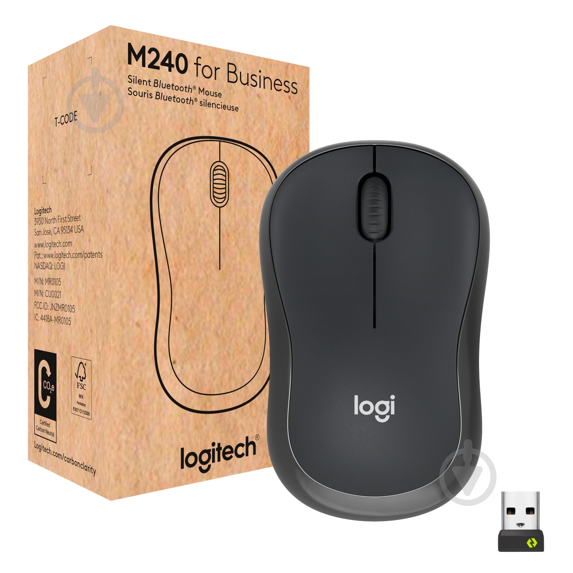 Мышка беспроводная Logitech M240 for Business black/grey (910-007182) - фото 1