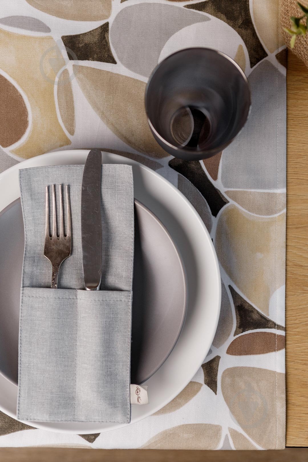 Чехол для приборов La Nuit "КАМНИ" Серый 10x24 см - фото 6 Чехол для приборов La Nuit "КАМНИ" Серый 10x24 см - фото 6