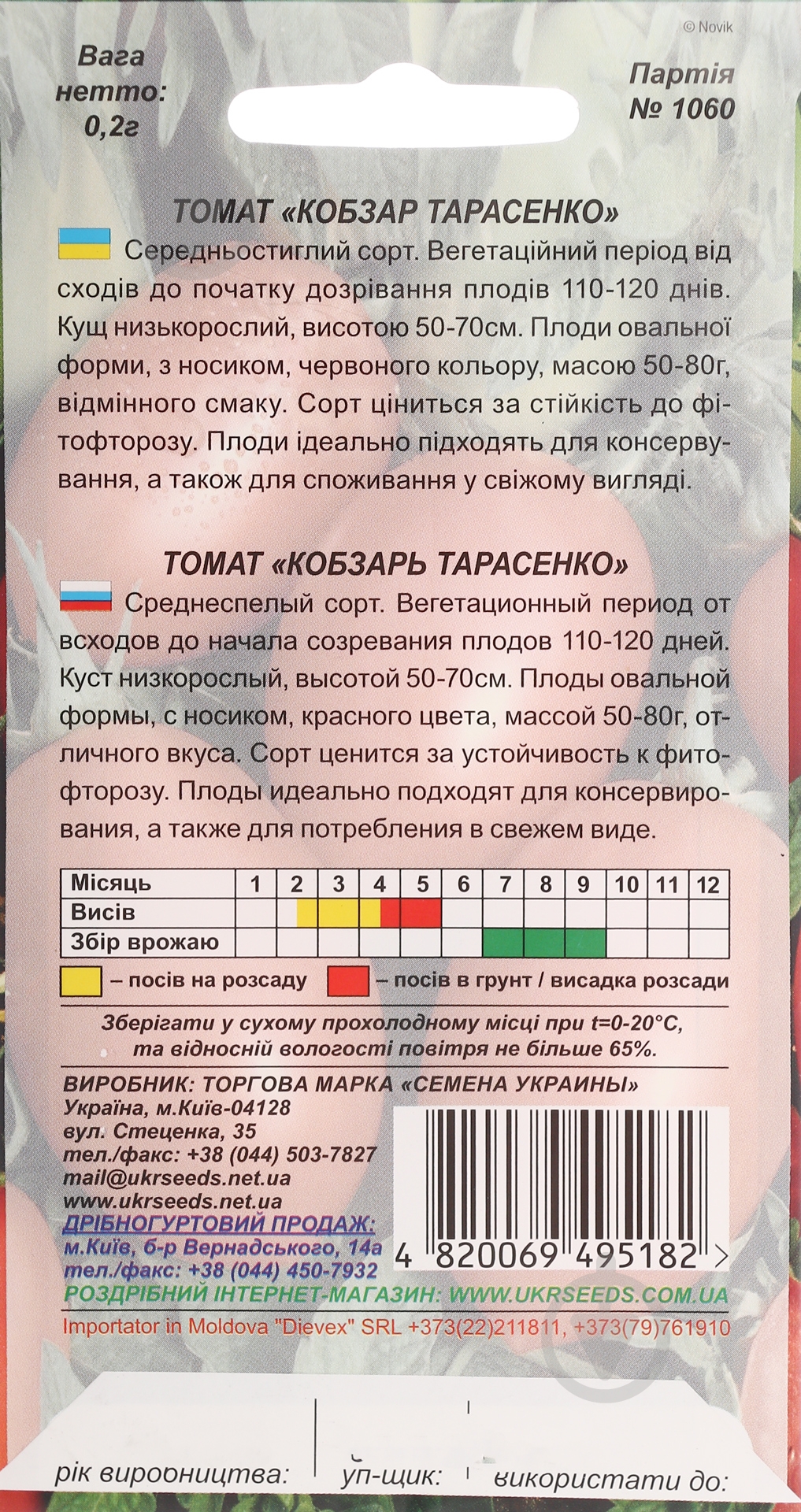 Семена томат Кобзарь тарасенко 0,1 г Насіння України - фото 2
