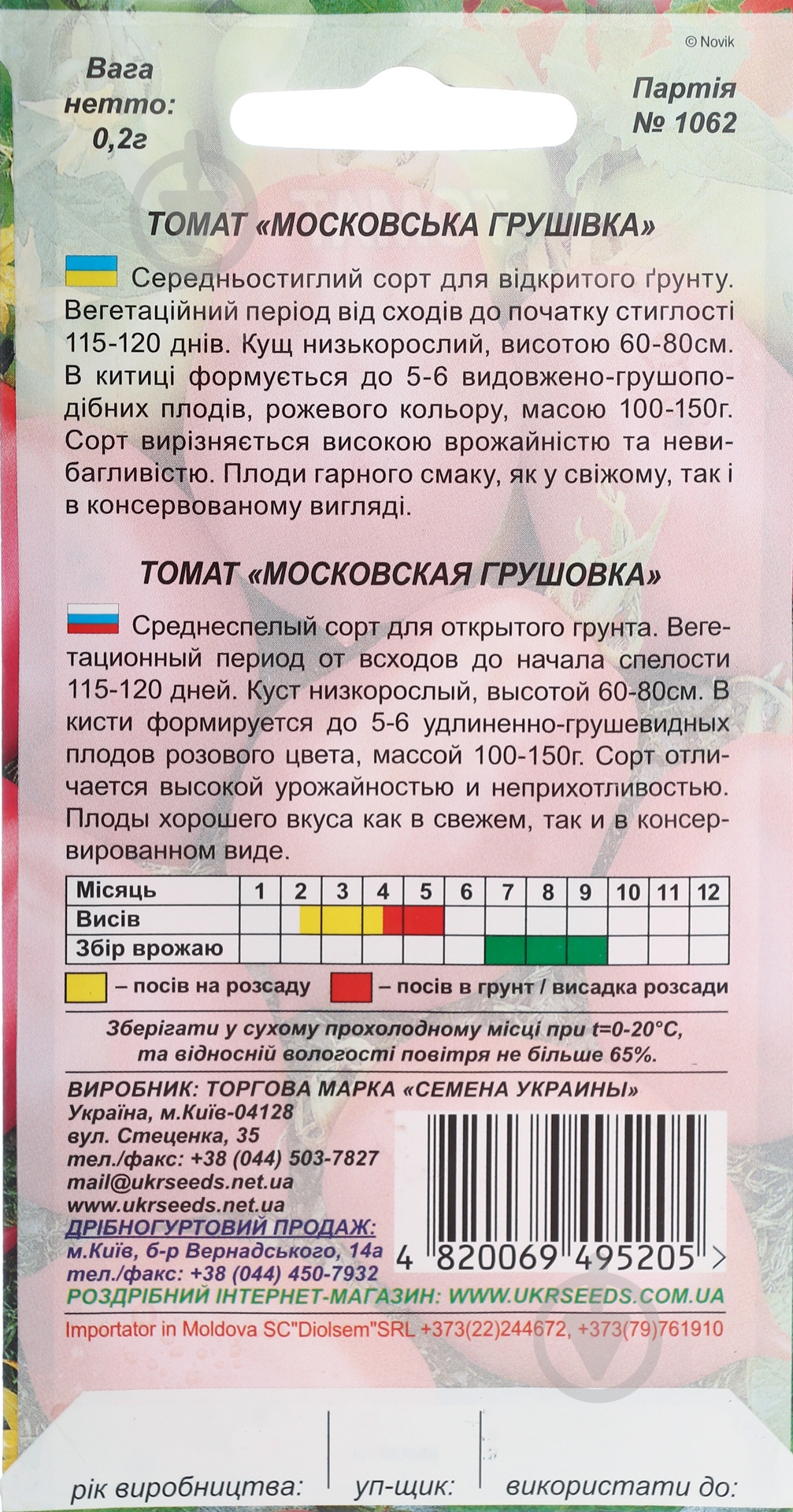 Семена томат Московская грушовка 0,2 г Насіння України - фото 2