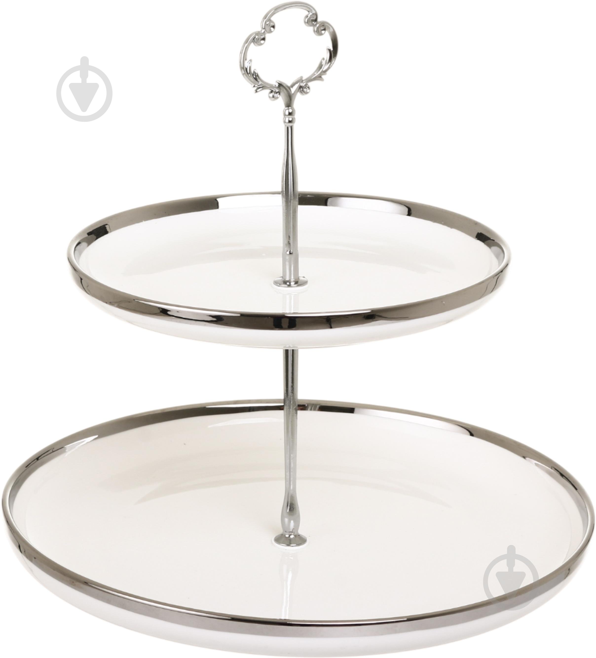 Фруктовниця двоярусна Fiora Moonlight 19х2,5/25х3 см порцеляна - фото 1 Фруктовниця двоярусна Fiora Moonlight 19х2,5/25х3 см порцеляна - фото 1