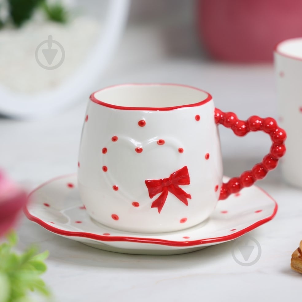 Чашка з блюдцем Fiora Blushing Hearts 275 мл - фото 1