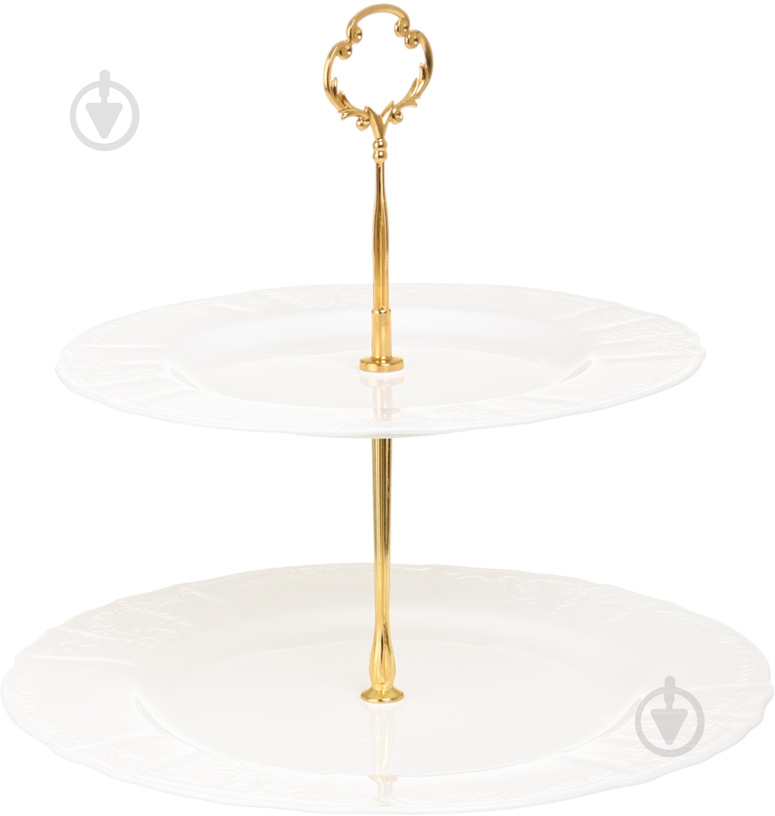 Фруктовниця двоярусна Fiora Blanc 22х2/27х2 см порцеляна - фото 1 Фруктовниця двоярусна Fiora Blanc 22х2/27х2 см порцеляна - фото 1