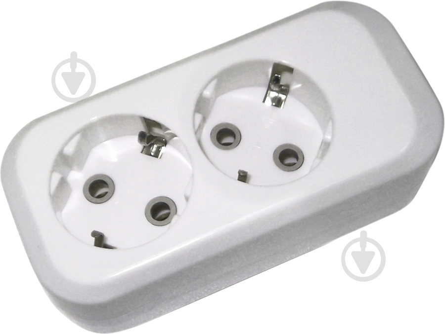 Колодка Electraline с заземлением 2 гн. без выключателя белый 82113 - фото 1