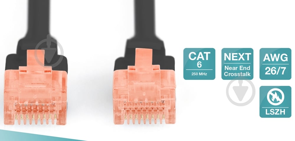 Патч-корд Digitus Cat 6 UTP AWG 26/7 Cu LSZH 3 м черный - фото 2 Патч-корд Digitus Cat 6 UTP AWG 26/7 Cu LSZH 3 м черный - фото 2